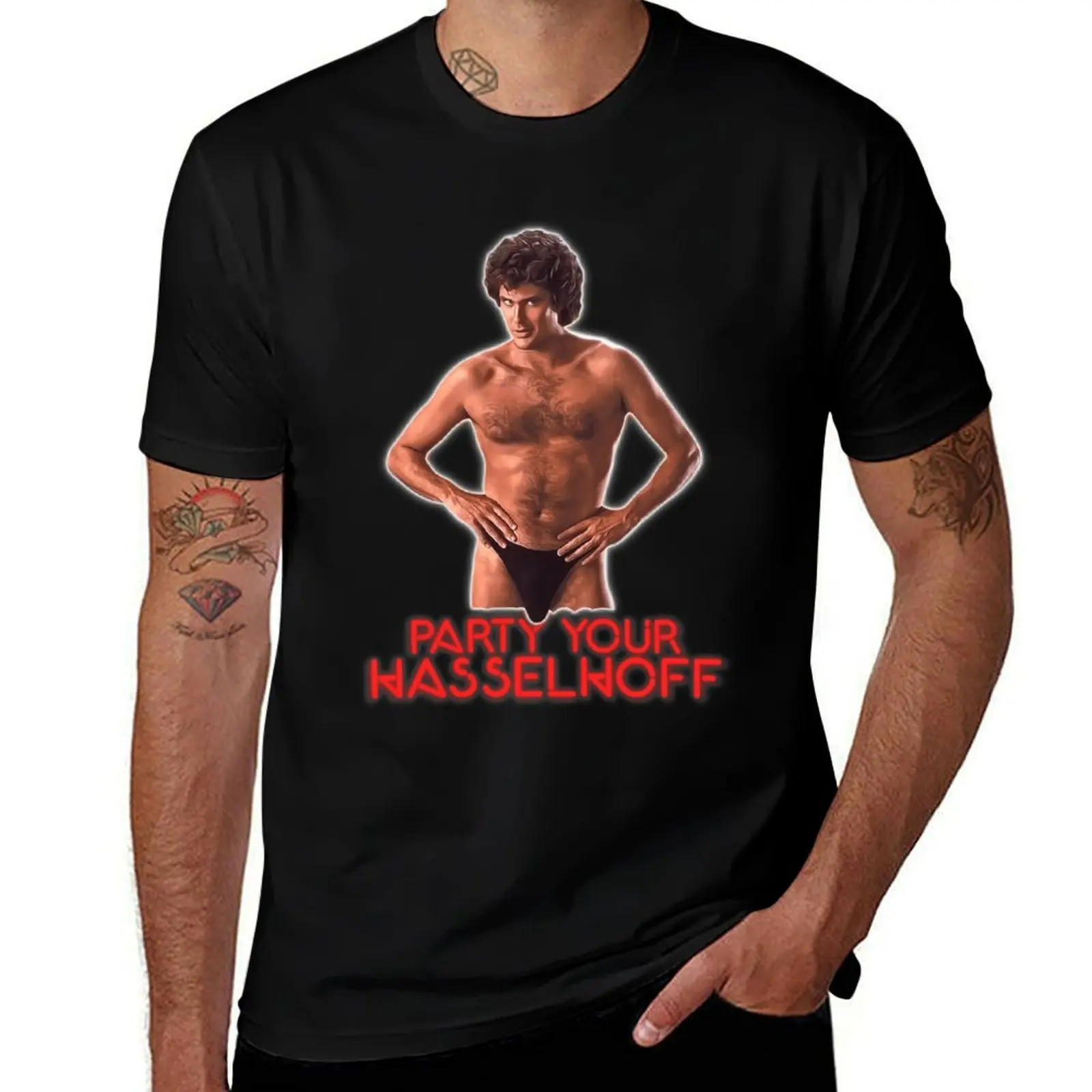 

Party Your Hasselhoff T-Shirt basketball graphic tees oversized plain blacks t shirts for men cotton