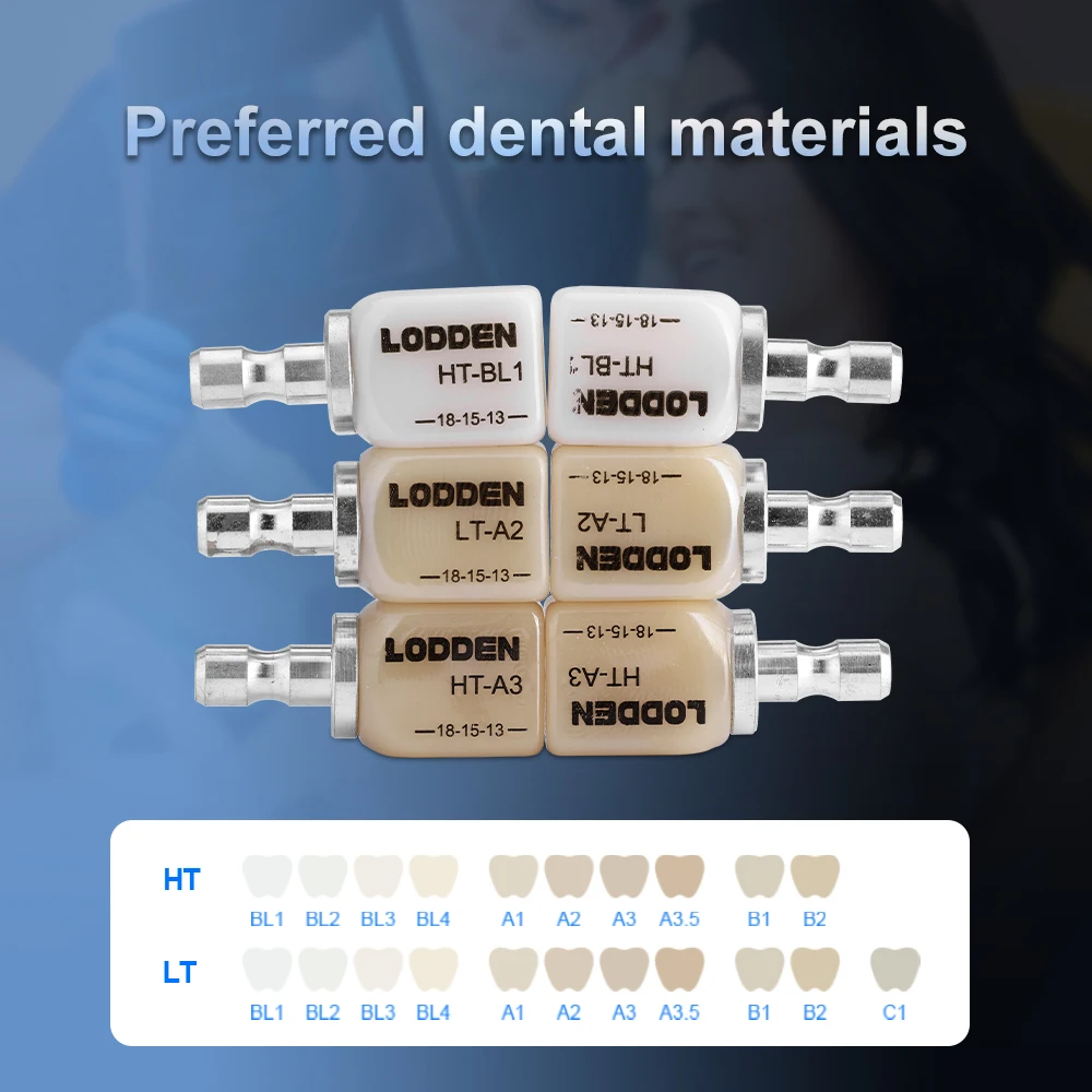 5PCS Lodden Lithium Disilicate C14 Blocks Without Sintering Glass Ceramic Instant Restoration Materials LT HT Dental CAD CAM