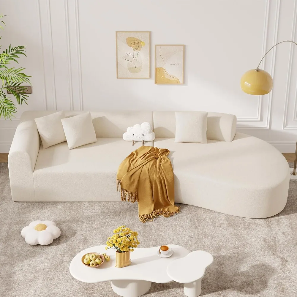 

126-inch Modular Sofa, Modern Cloud-shaped Deep Seat Sofa, Extra-large Upholstered Sofa for The Living Room