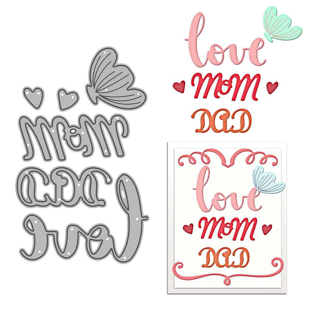 

MangoCraft Love Mom Dad Mini Cutting Dies DIY Scrapbooking Supplies Metal Dies Knife Mold For Card Making Albums Crafts Decor