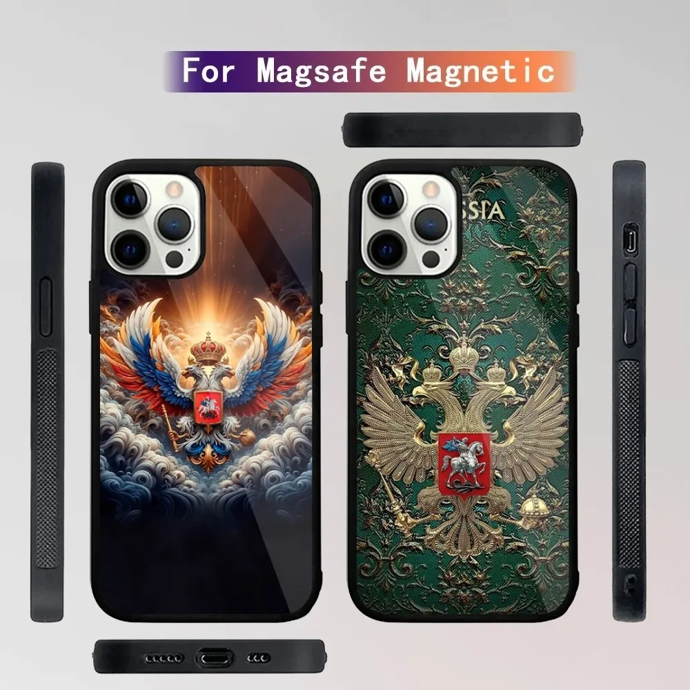 

Russia Flag national emblem Phone Case For iPhone 15,14,13,12,11,Plus,Pro,Max Mini Magsafe Magnetic Wireless Charging