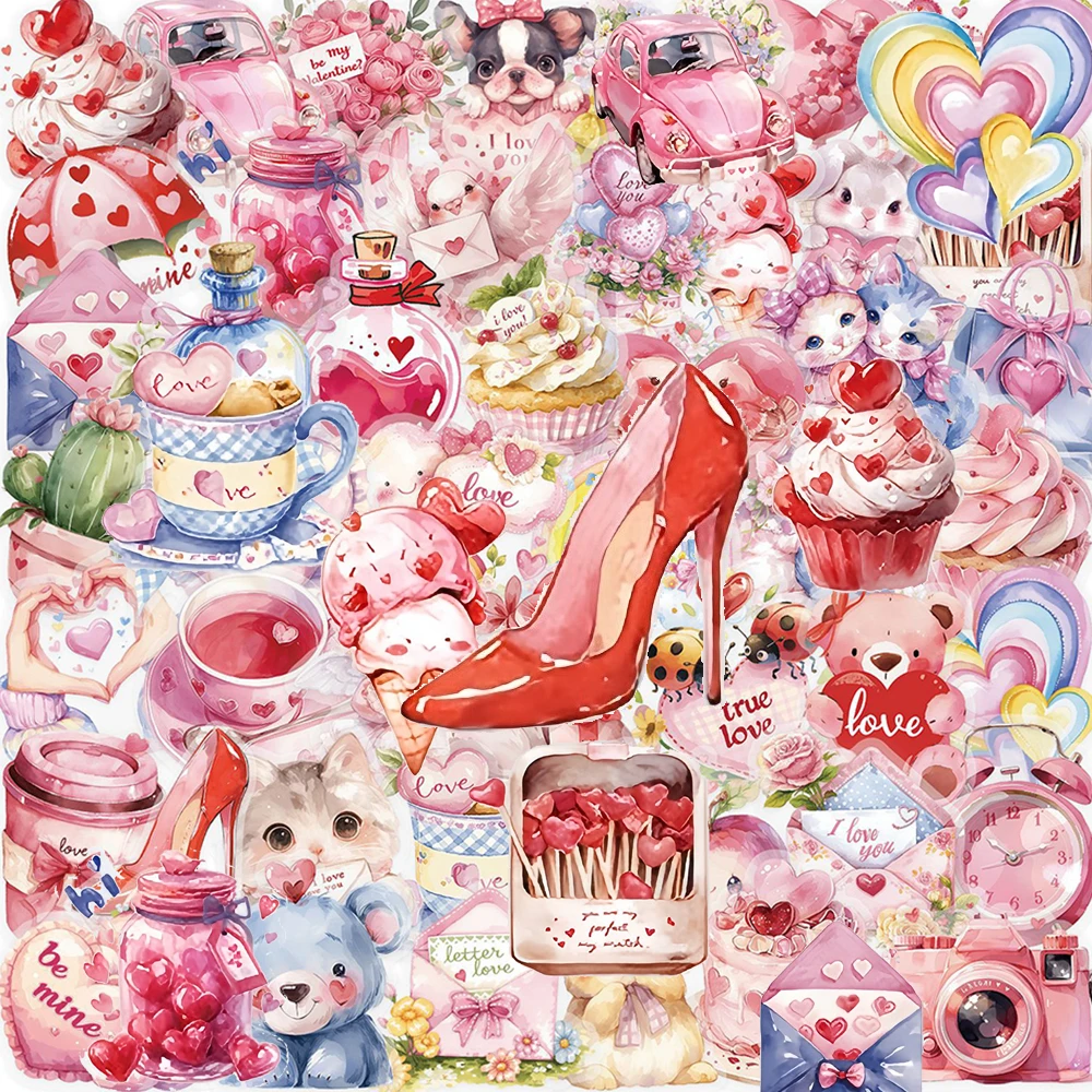 10/30/50 stücke Transparent Rosa Valentinstag Tier Aufkleber Aufkleber Scrapbooking Laptop Telefon Kühlschrank Kreative Dekoration Aufkleber