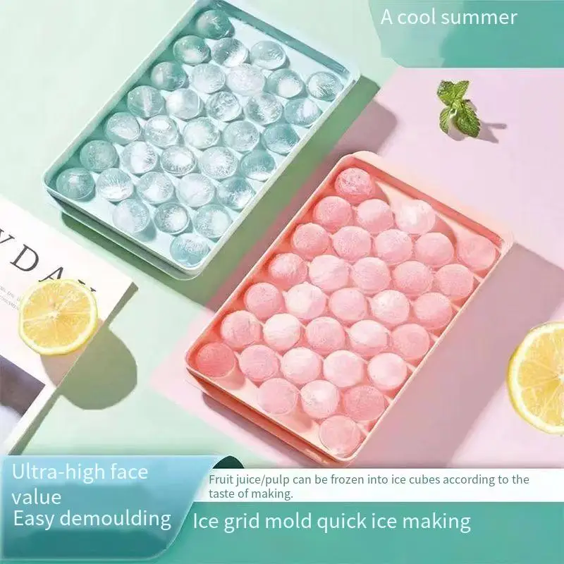 قالب مكعبات الثلج من السيليكون الناعم، صندوق صنع الثلج المنزلي لهوكي الجليد، صينية مكعبات الثلج الكروية، فاز تخزين الثلج المصنوع من السيليكون المستدير من الويسكي #1