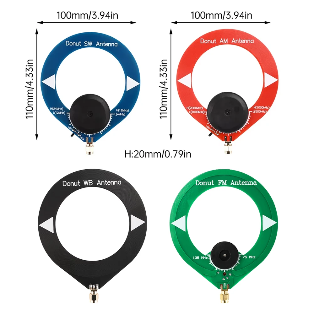 

10k-180 МГц 500 кГц-2000 кГц 4 МГц-24 МГц Sweet Donut SW Коротковолновая/средневолновая антенна AM Приемная антенна Мини-петлевой антенный модуль