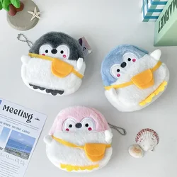 Kawai Soft Plush Coin Bag Purse Gray Penguin with Yellow Schoolbag Kid Small Girl Women Money Pouch Keys Earphones Storage Bags