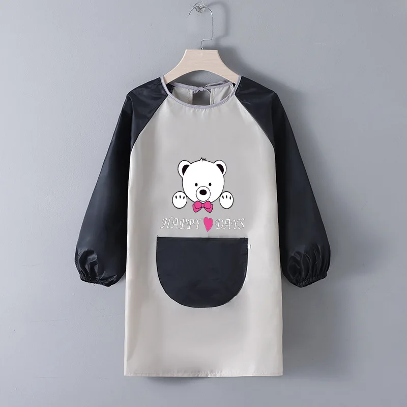 Cartoon Long Sleeved Gown Children\'s Bib Kids Boys Girls Art Craft Painting Apron Baby Feeding Smock Bib For Student