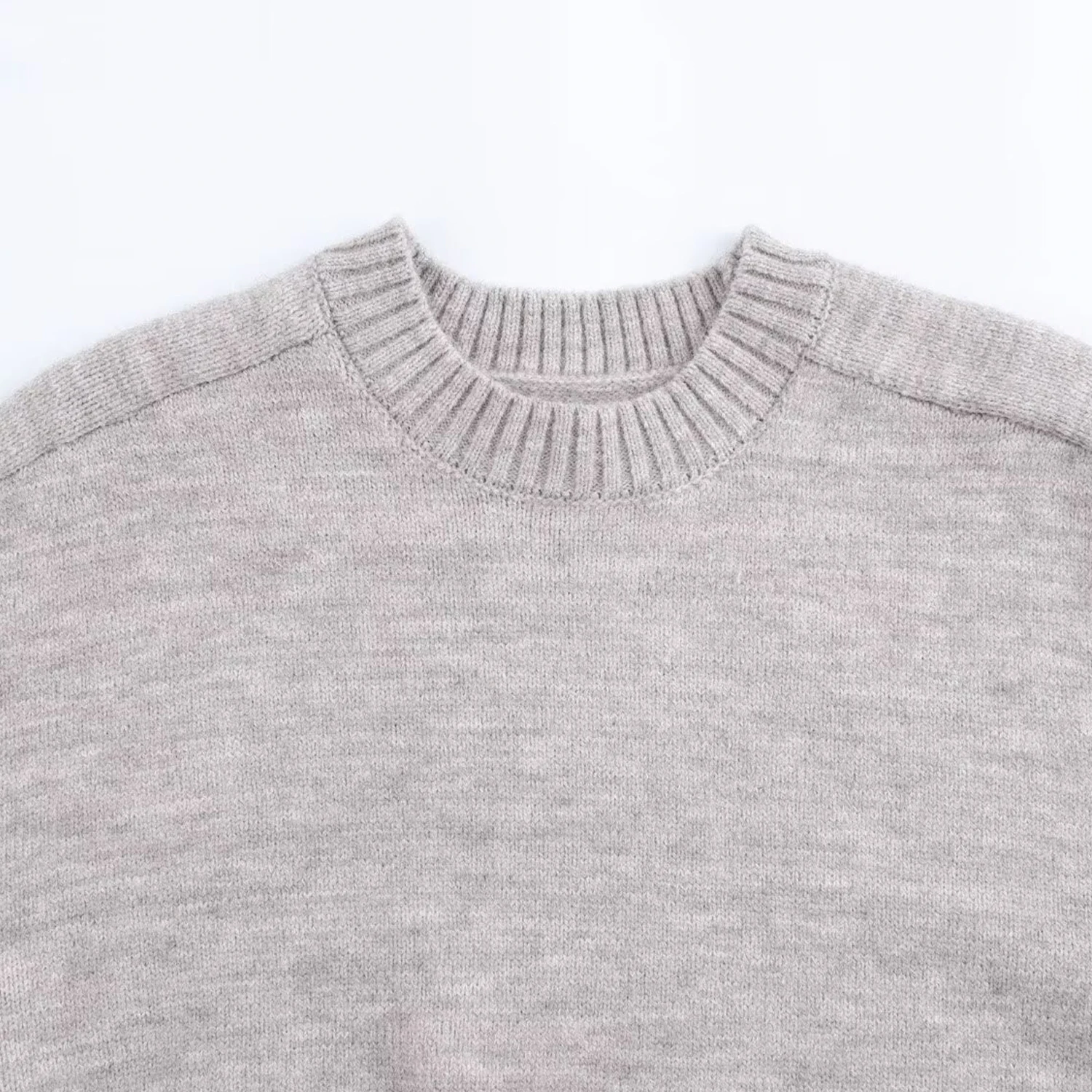 ZA-Pull décontracté à col rond pour femme, sweat à capuche basique, gris et gris, automne et hiver, nouveau, 2024