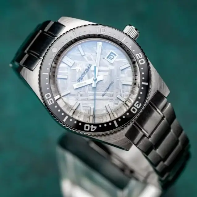 PROXIMA Men Automatic Watch 40mm Mechanical Wristwatch Diver 20Bar Waterproof BGW-9 Luminous Meteorite Dial Ceramic Bezel PT5000
