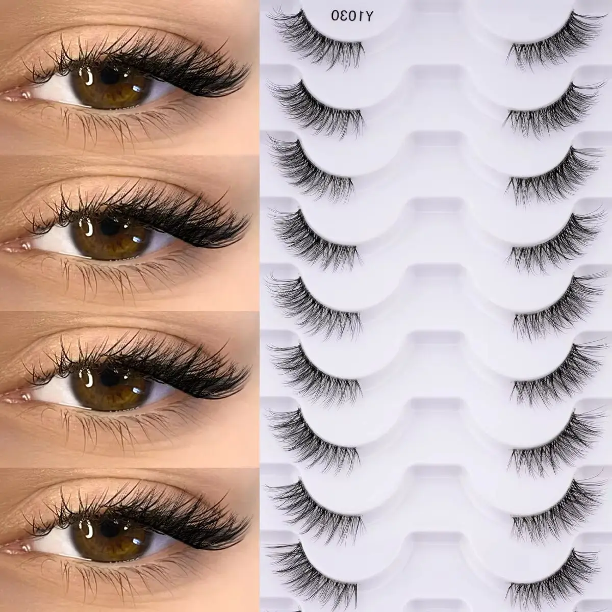 7/10 paia mezze ciglia naturali 3D ciglia occhio di gatto fatte a mano volpe mezze ciglia estensione ciglia finte trucco maquiagem finte cils
