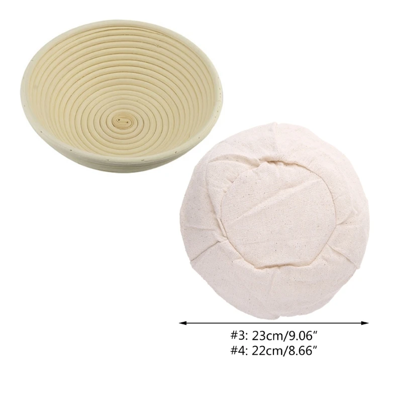 Rotondo Cestino per correzione del pane Fodera in tessuto Rattan Cottura della pasta Cestino Copertura Rattan naturale Panno