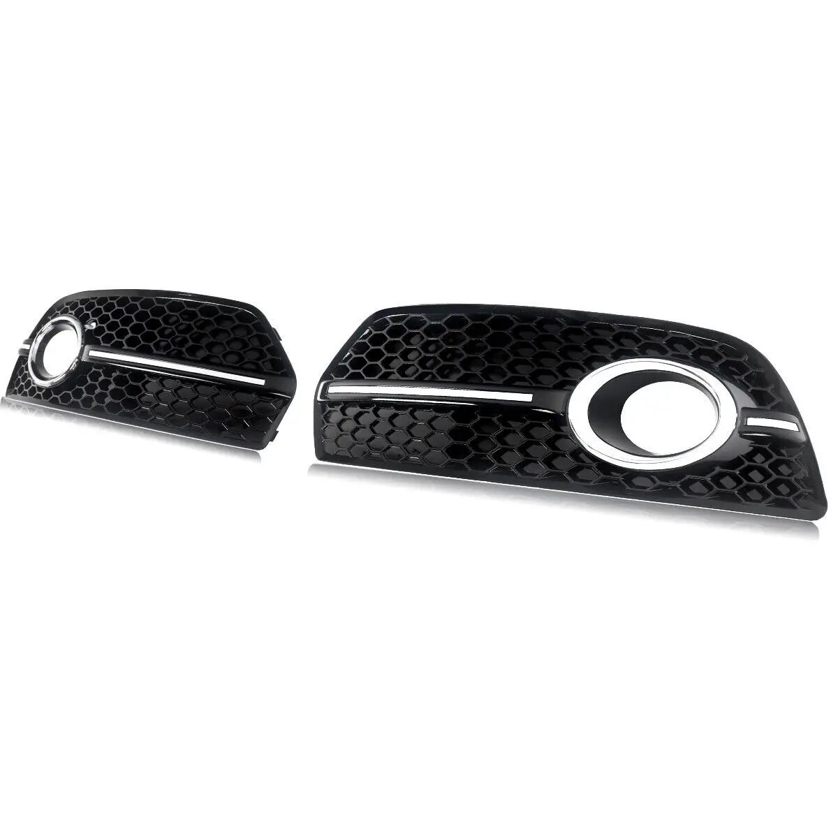 Pair For 2009-2011 Audi Q5 Standard Model Front Fog Light Grille Chrome Black