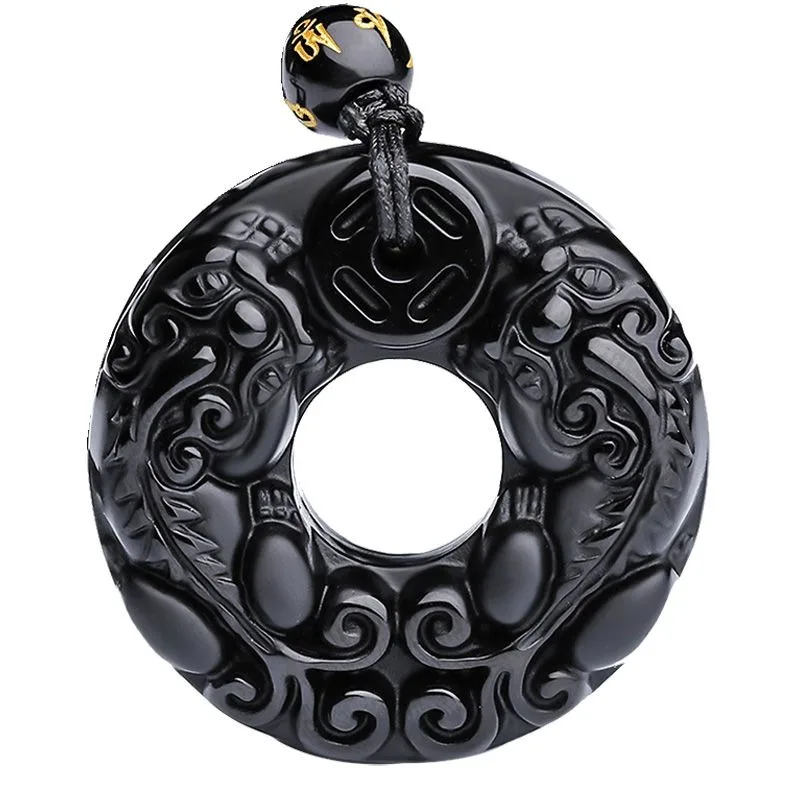 

Натуральный обсидиан Pixiu нефритовый кулон мужское ожерелье змея индивидуальный кулон ювелирные изделия модный стиль