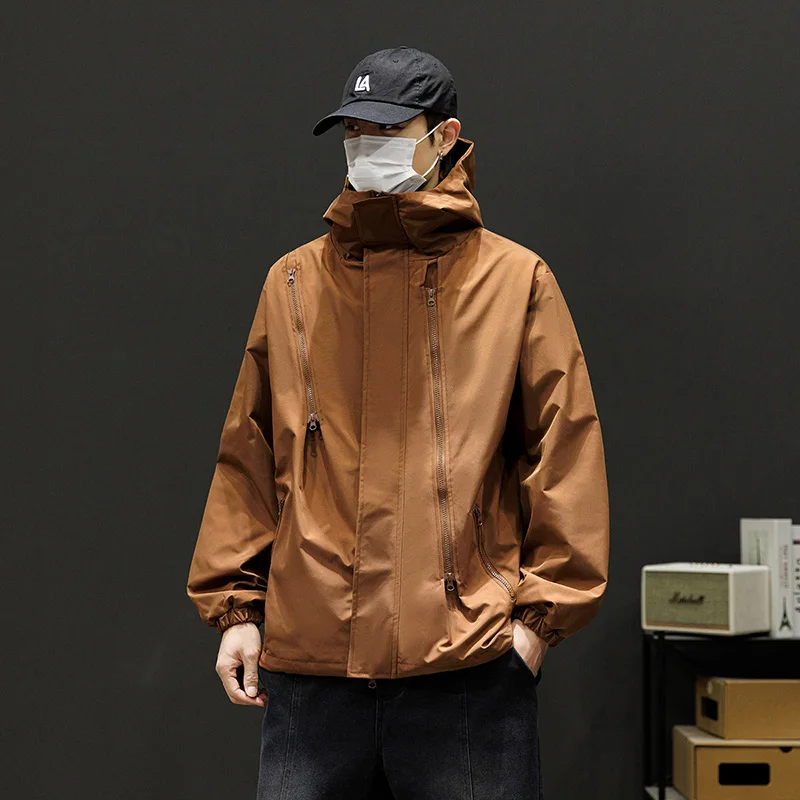 

Мужской плащ, модное уличное ветрозащитное спортивное пальто с капюшоном, свободная мужская верхняя одежда для повседневного стиля, модель для пары