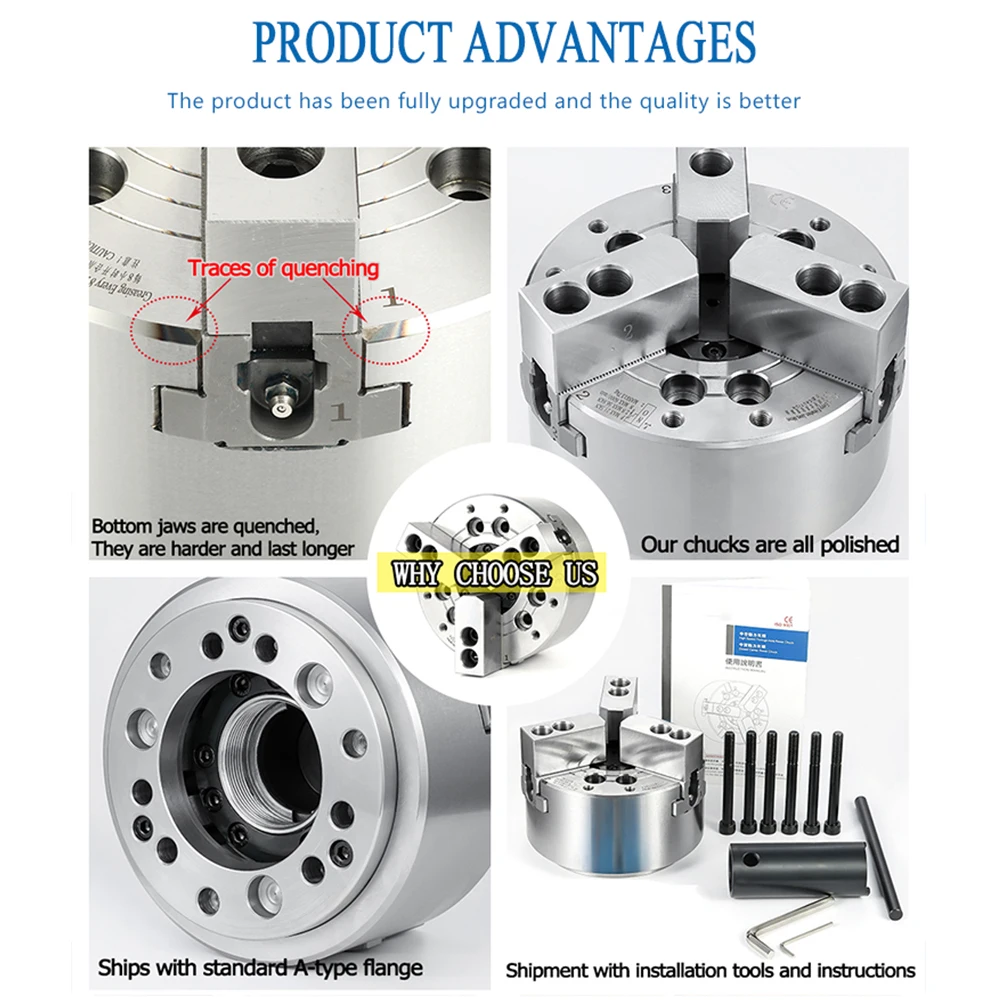 High-precision hollow hydraulic chuck 3 jaw lathe chuck 5 inch machine tool lathe clamp with flange