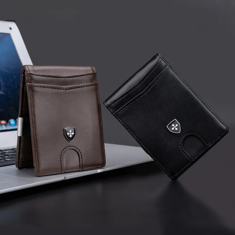 Men wallet PU leather casual multi slot card clip card holder men purse short male fold wallets RFID card bag