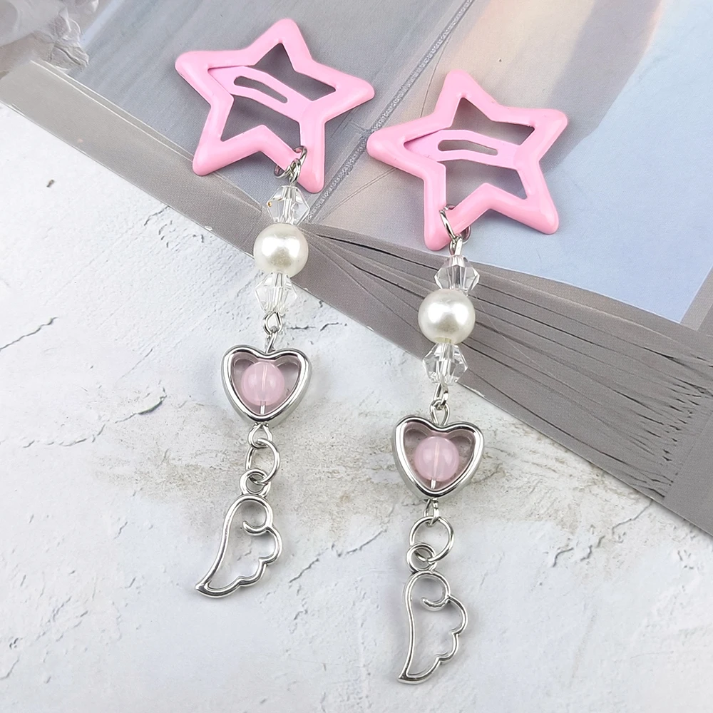 

2pcs handmade star hairpin fairy tale core y2k butterfly hairpin