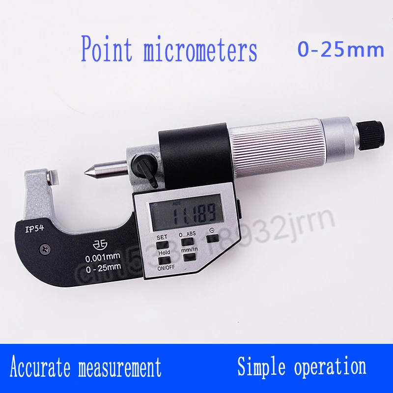 

1pcs Digital Pointed Tip Micrometer 0-25mm Electronic Pointed Tip Outside Diameter Micrometer With Five Keys for High Accuracy