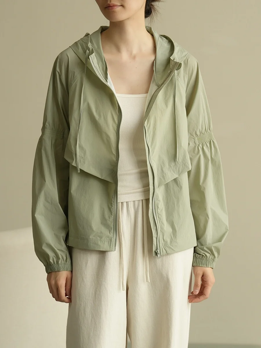 

Women's Lightweight Loose Summer Sun Protection Clothing UPF50 plus Hat Inteated Skin irt Sunade Outerwear Nylon Fabric