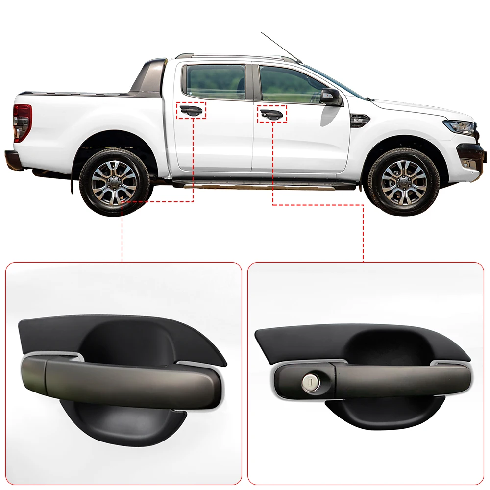 Matte Black Bowl Insert Cap Guard 4PCS/SET Bowl Inserts Cover For Ford Ranger Raptor 2015 2016 2017 2018 2019 2020 2021 2022