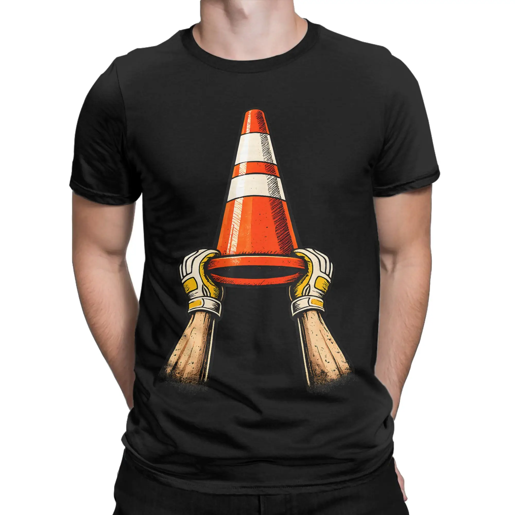 Hoist The Traffic Cone T Shirts Men's  Cotton Novelty T-Shirts Crew Neck  Tee Shirt Short Sleeve Clothing Adult