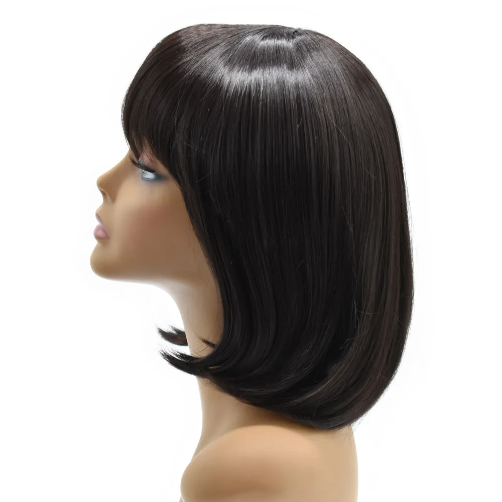 المرأة الاصطناعية بوب شعر مستعار مع الانفجارات المظهر الطبيعي قسط قصير شعر مستعار أسود الولايات المتحدة