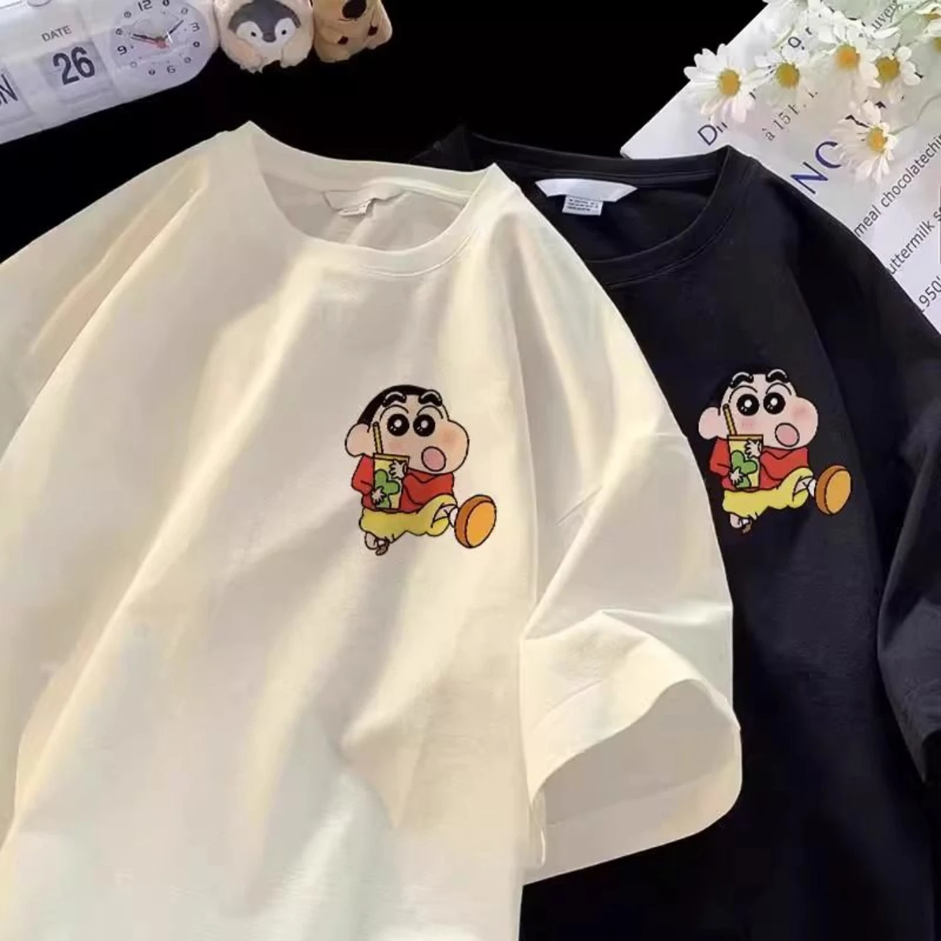 Japanese-style Crayon Shin-chan Short-sleeved T-shirts for Boys and Girls, Perfect for Summer 2025. Trendy Cartoon Style, Pure