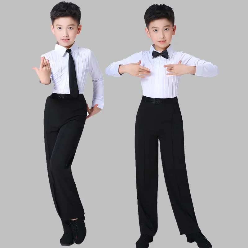 Tenue de compétition latine ylene tango pour enfants, vêtements de danse professionnels, chemise et pantalon salsa pour garçon, salle de Rh