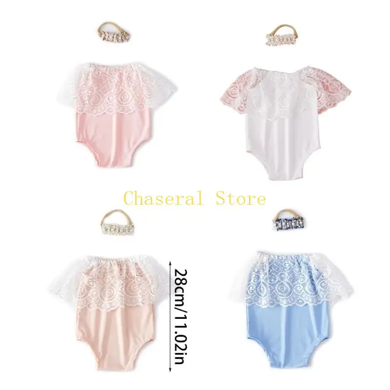مجموعة e7ce من 2pcs romper romper و headwear girls phemsuit costume accessories props props for netbolns photoshoots