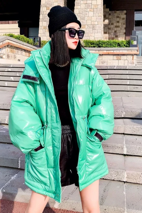 2026 Winter European New Women's Down Cotton Jacket Loose Hooded Windproof and Waterproof Parker Jacket