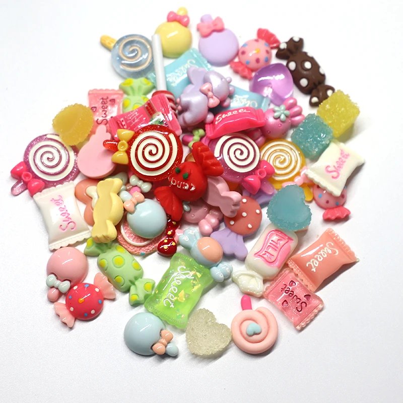 ชาร์มตกแต่งเล็บเรซิ่นลายการ์ตูนหลากหลายแบบ 50 ชิ้น น่ารัก ลายหมี ตุ๊กตาหิมะ ลูกอม สำหรับตกแต่งเล็บ DIY งานฝีมือทำเล็บ