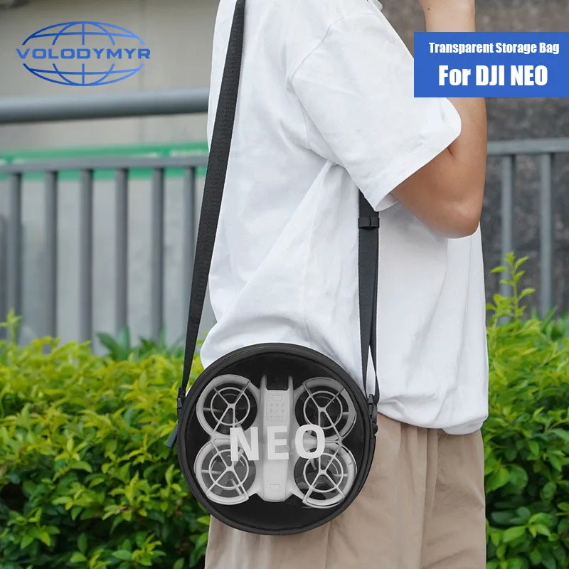 

VOLODYMYR Carrying Case for DJI NEO Drone Portable Transparent Storage Bag Travel Handbag Shoulder Strap Crossbody Organizer Bag