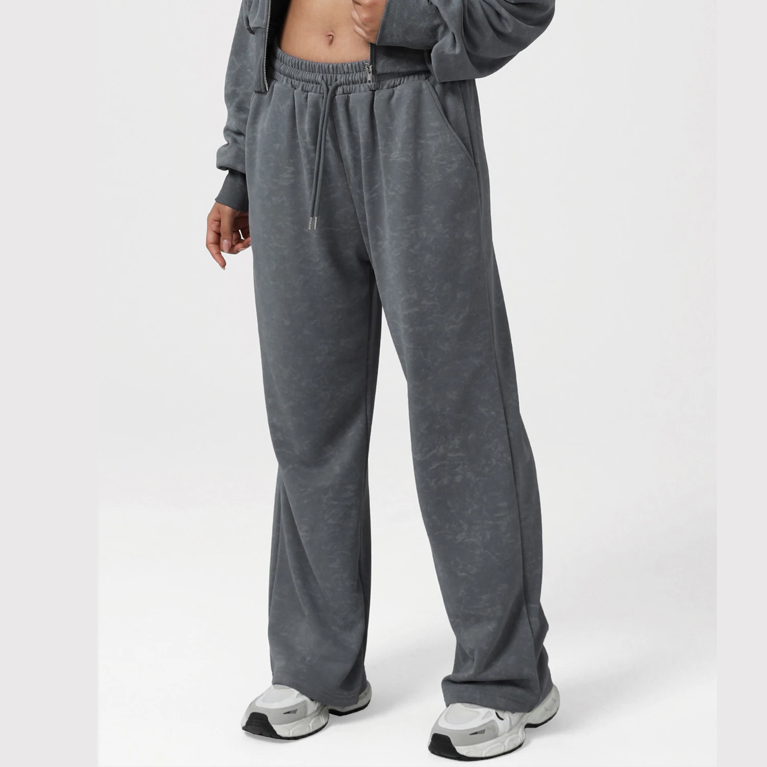 

Спортивные брюки с высокой талией и шнурком, осенне-зимние брюки для йоги с карманами и принтом тай-дай, свободные широкие брюки для тренировок и фитнеса