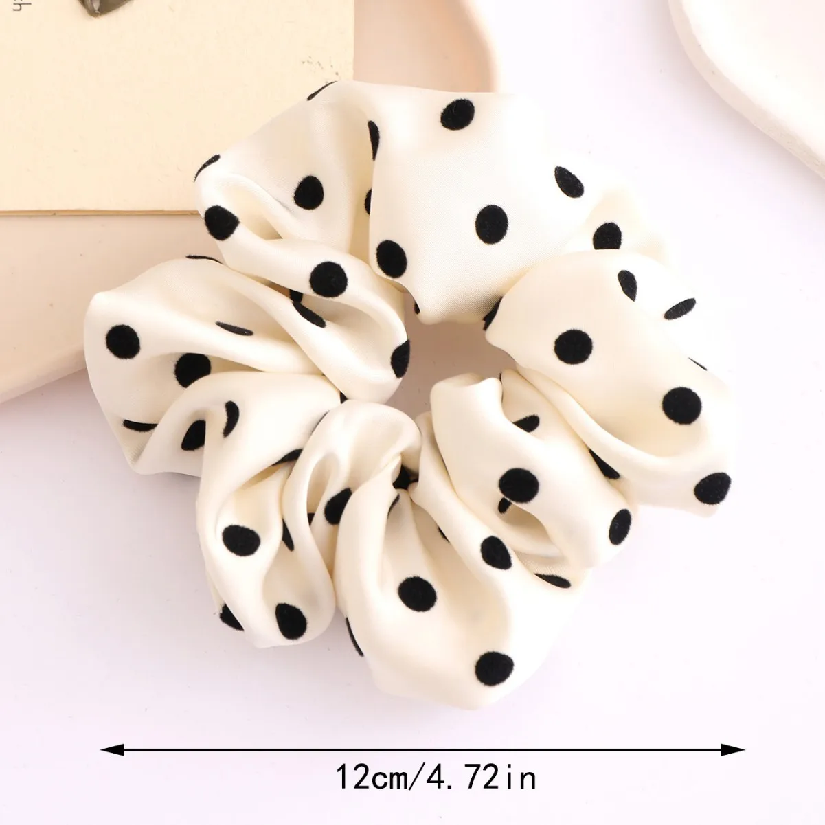 Korean Style New Arrival Satin Polka Dot Scrunchies – French Retro Fabric Elastic Hair Ties