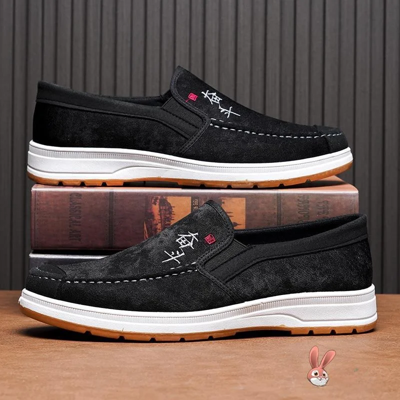 

New Beijing Men's Canvas Slip-On Casual Shoes Wear-Resistant Rubber Sole Low Top Lace-Up Shoes Comfortable Spring Autumn