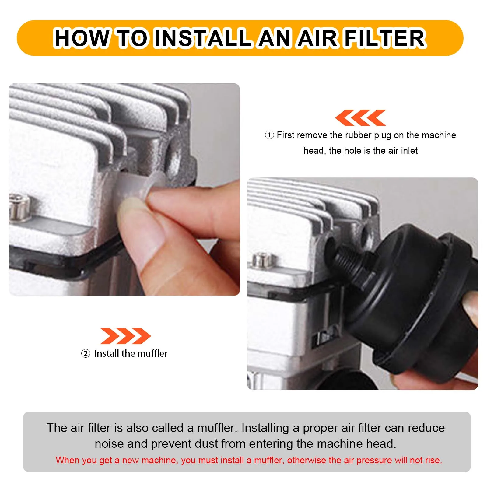 ماكينة ضاغط هواء خالية من الزيت 30 لتر مع محرك نحاسي 1600 وات 140 لتر/دقيقة 0.7 ميجا باسكال مضخة صامتة محمولة قابلة للتعديل #5