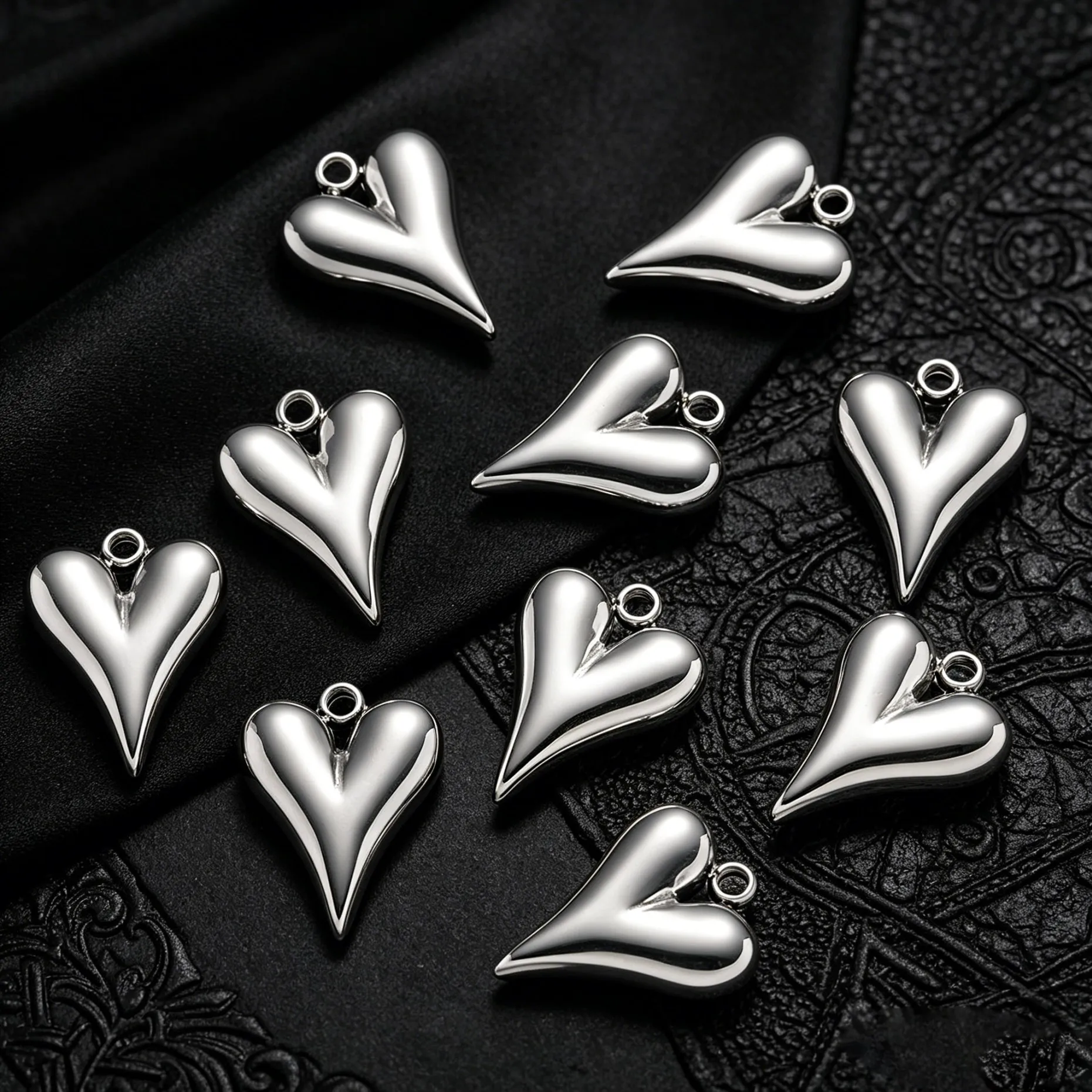 5 Stück Edelstahl-Anhänger in Herzform für DIY-Halsketten, Armbänder, Ohrringe, Schmuckherstellung, Zubehör, Accessoires – Detail 5