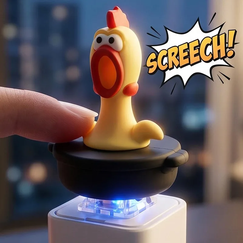 Rechargeable Sound Keychain Plush Animal Duck Frog Chicken Press Activated LED Light Stress Relief with Keyring for Bag Backpack