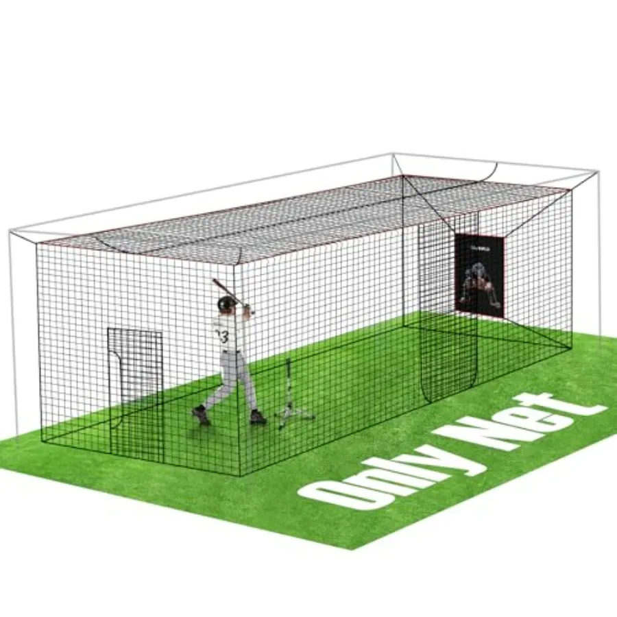 

Backyard practice batting cage net for baseball and softball heavy-duty polyethylene black realistic catcher design with zipper