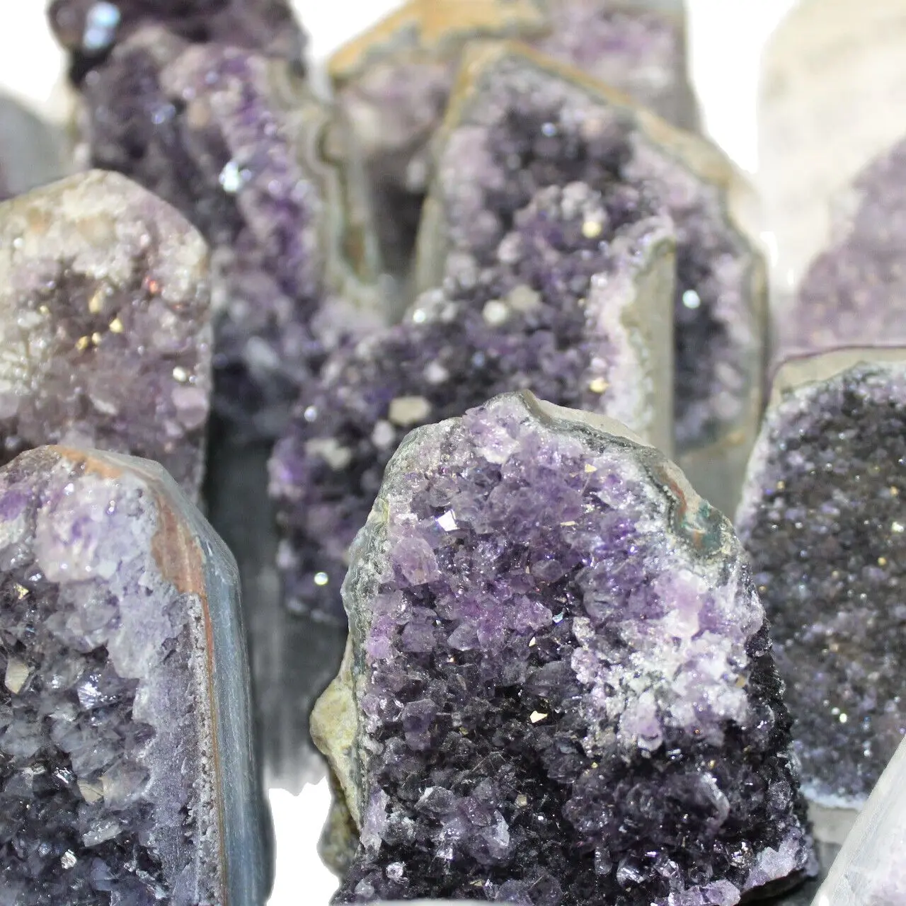 Natural Quartz Cluster Clearance Amethyst Cut Base Crystal Geodes Specimens