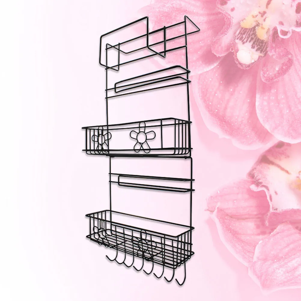 

Multifunction Storage Rack Black Iron Refrigerator Side Shelf Wall Hanging Organizer For Kitchen Bathroom Spice Towel Book Phone