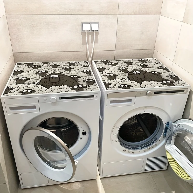 Sheep Print Washer Dryer Cover Pad , Kitchen Absorbent Coffee Machine Refrigerator Cover Pad Drain Pad Microwave Oven Insulation