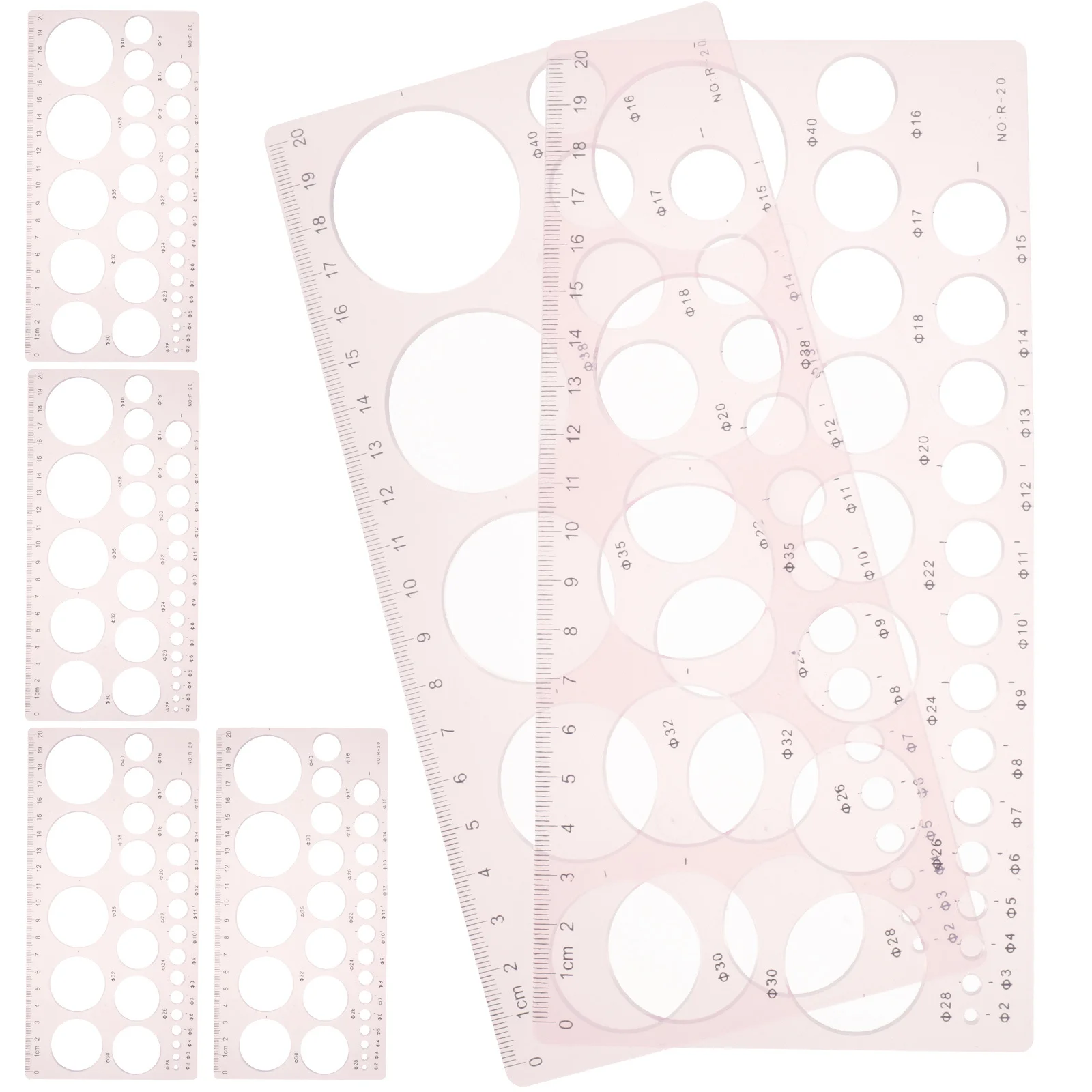 6 قطعة مسطرة رسم بفتحة دائرية قوالب هندسية بلاستيكية خفيفة الوزن لمستلزمات مكتبية لصياغة الطلاب #4