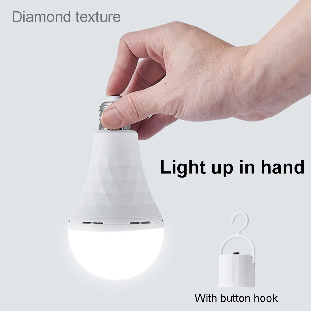 LED bulb light 18650 lithium battery emergency energy saving 9W 15W lighting fixture AC86-265 power failure room camping light