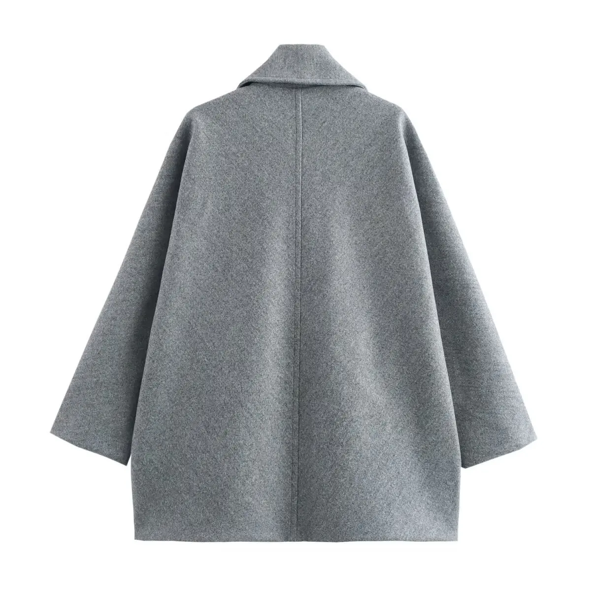 Schicker französischer Tweed-Mantel für Damen, mit Reverskragen, Fledermausärmeln, einreihiger Knopfleiste, Taschen, locker geschnitten, kurz, warm, eleganter Wintermantel. – Detail 11