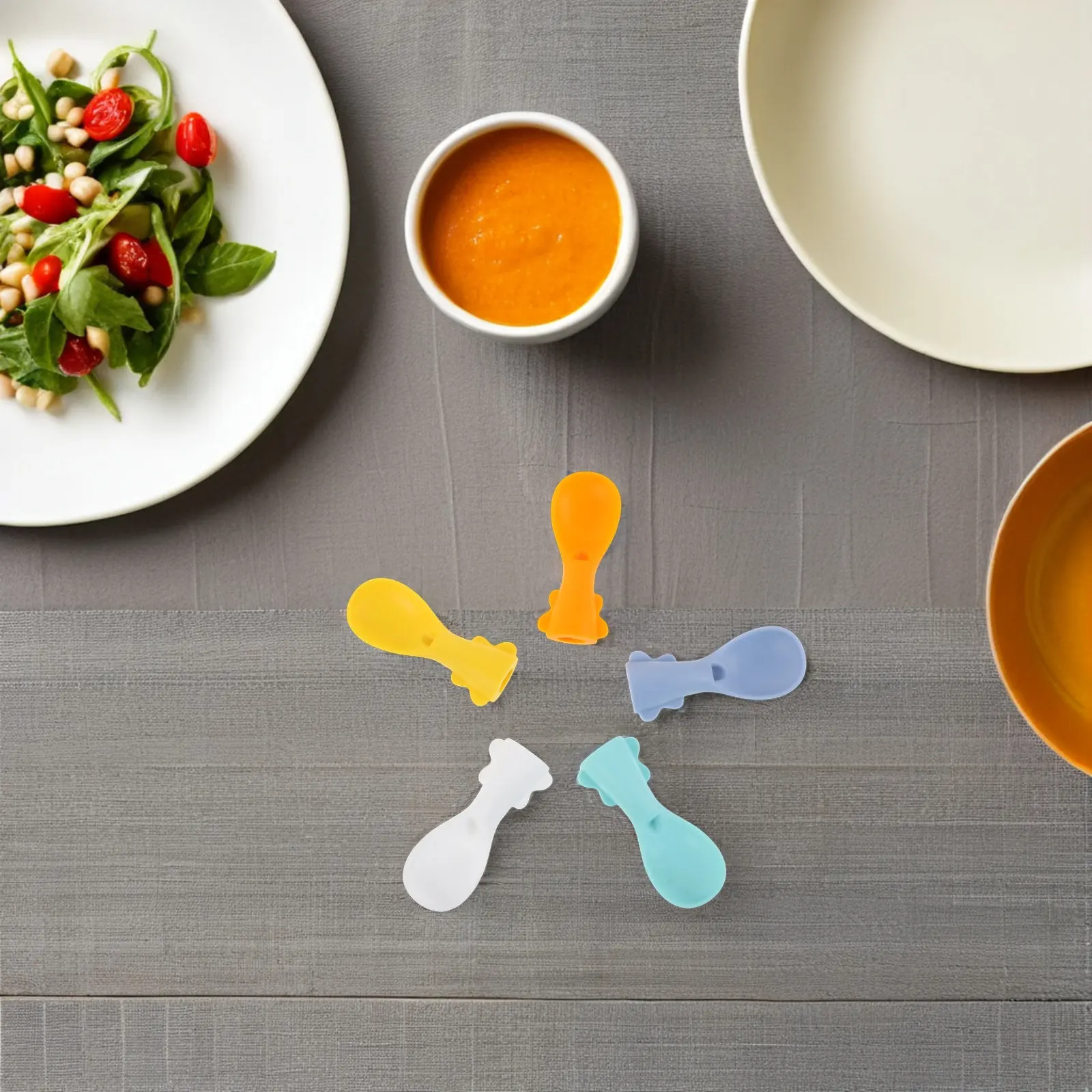 

Набор из 5 силиконовых ложек премиум-класса для детского питания: для пюре и пакетиков с едой, без беспорядка, с дозатором для использования одной рукой