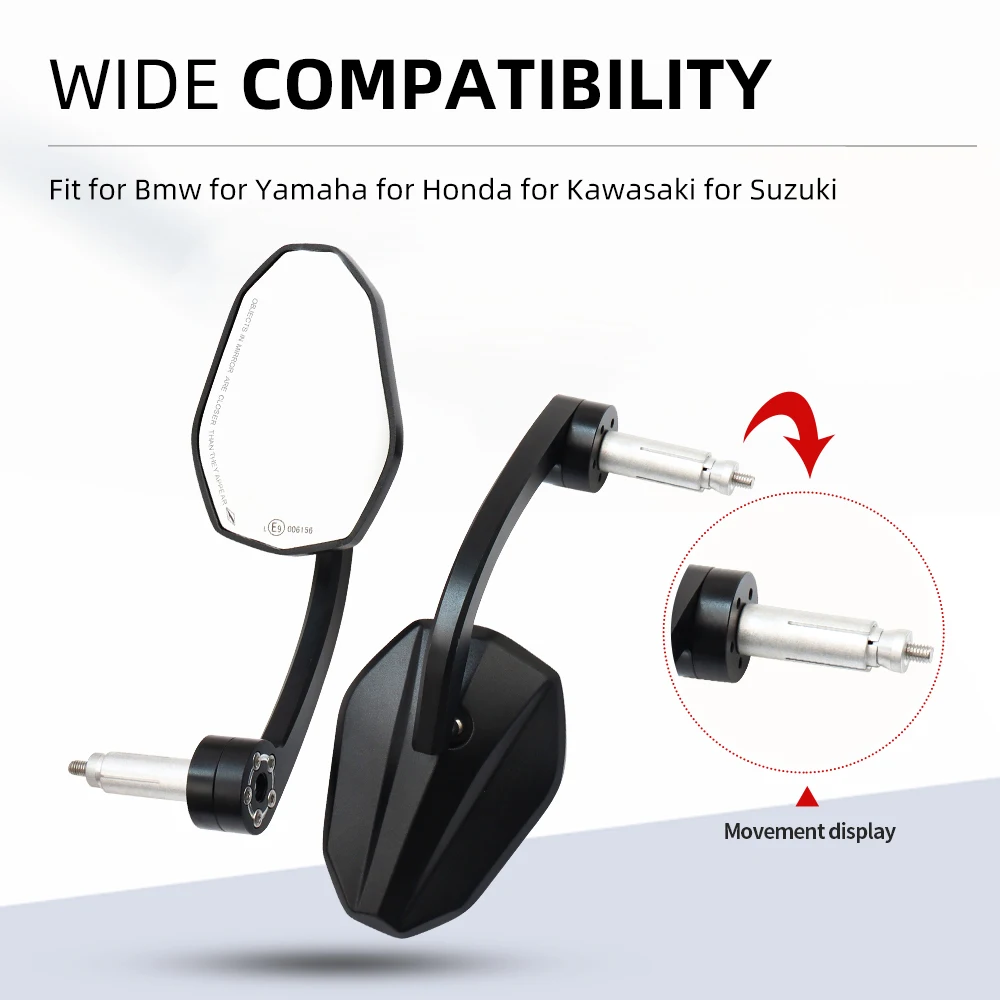 For Z900 Z400 Z650 Z800 Z1000 Z1100 Motorcycle High Definition Glass Universal Handlebar Rearview Mirror A Pair Adjustable