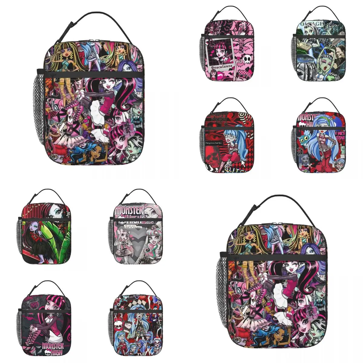 Monster High Lunch Bag Fashion Lunch Box For Women Office Insulated Cooler Bag Oxford Graphic Design Thermal Tote Handbags