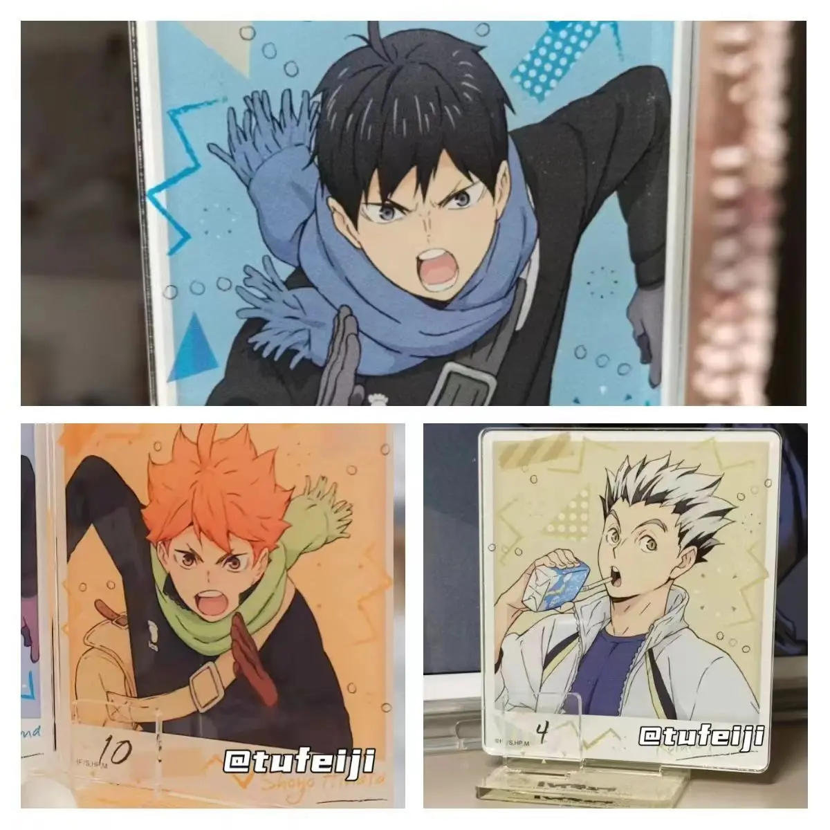 Anime Haikyuu!! Shoyo Hinata Tobio Kageyama Kotaro Bokuto Cosplay Acrylic Furniture Double Standing Card Xmas Gift