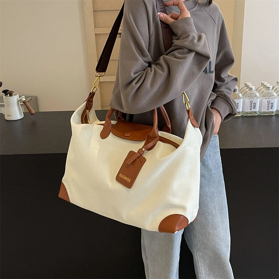 Fashion Lady canvas Travel Zip Bag Overnight Weekend Women Holdall Hand Luggage Women Carry On Handbag