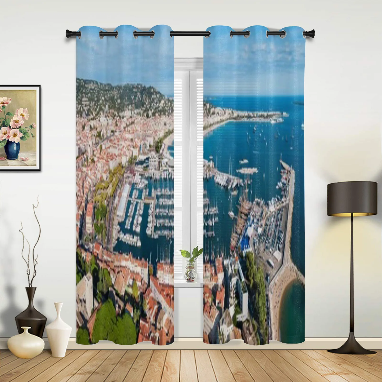 Seaside City View Modern Window Curtains Drape For Kitchen Living Room Bedroom Decoration Curtains